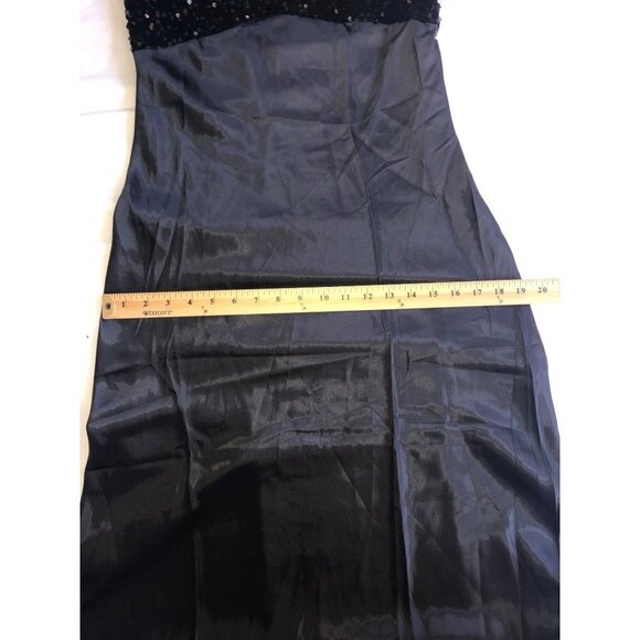 Maxi Dress Womens Size M Black Strapless Satin Sequins Prom Formal Evening Event - Picture 6 of 7